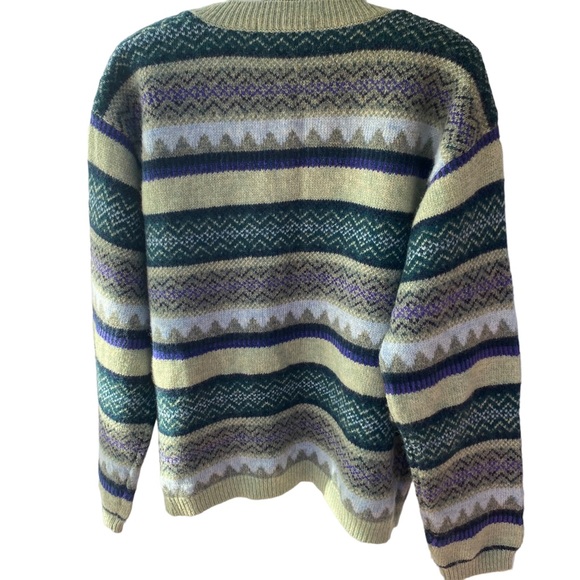 Cambridge Spirit Fair Isle Cardigan Size L 92% Wool 8% Acrylic Metallic Buttons - Picture 4 of 8